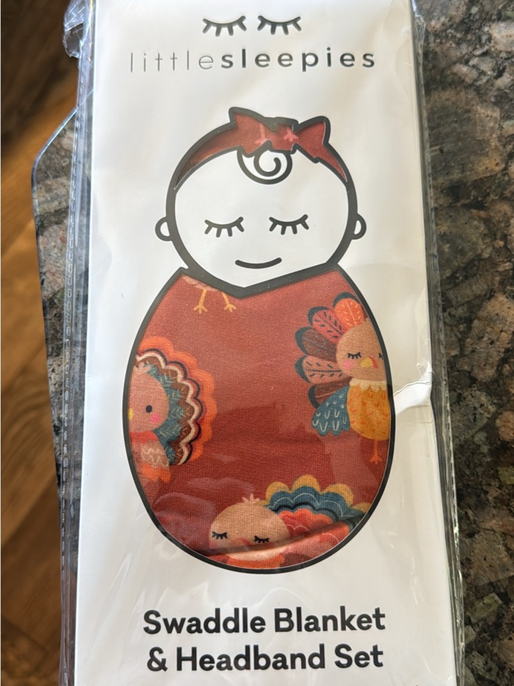 Little Sleepies Swaddle Blanket & Headband Grateful Gobbles